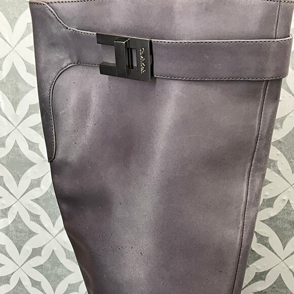 Calvin Klein Tracie Double Strap Silver Buckle Gray Tall Riding Boots Women 7.5 - Picture 10 of 11